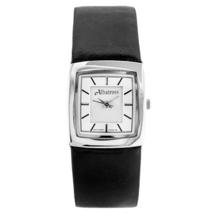 Srebrny damski zegarek z czarnym paskiem ALBATROSS ABA205-1