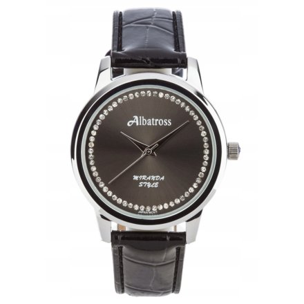 Srebrny damski zegarek z czarnym paskiem ALBATROSS ABAB32-1