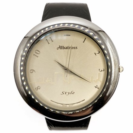 Srebrny damski zegarek z czarnym paskiem ALBATROSS AB57-1