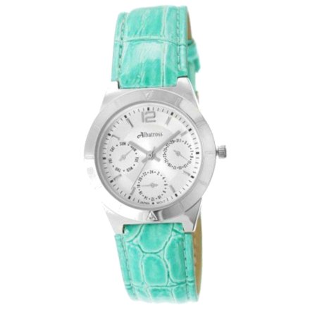 Srebrny damski zegarek z niebieskim paskiem ALBATROSS ABAB26-1