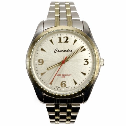Srebrno-złoty modny męski zegarek z bransoletą CONCORDIA CDDA32