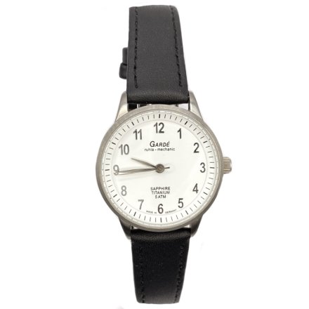 Srebrny damski zegarek automatyczny Garde z czarnym paskiem