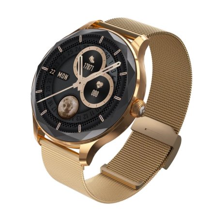 Smartwatch Garett Viva złoty stalowy + różowy pasek 5904238486115
