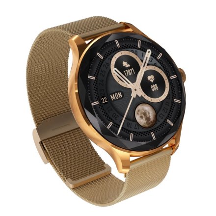 Smartwatch Garett Viva złoty stalowy + różowy pasek 5904238486115