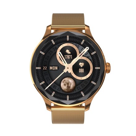 Smartwatch Garett Viva złoty stalowy + różowy pasek 5904238486115