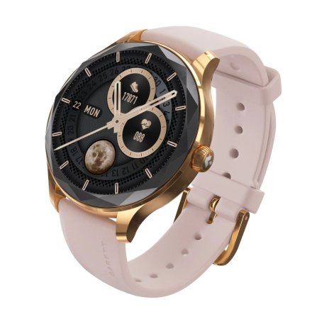 Smartwatch Garett Viva złoty stalowy + różowy pasek 5904238486115