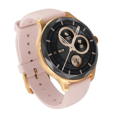 Smartwatch Garett Viva złoty stalowy + różowy pasek 5904238486115