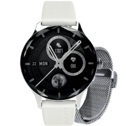 Smartwatch Garett Viva srebrny stalowy + beżowy pasek 5904238486122