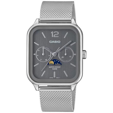 Srebrny prostokątny zegarek Męski Casio Classic z szarą tarczą MTP-M305M-8AVER