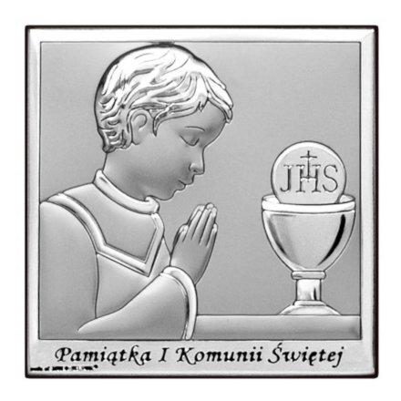 Obrazek srebrny z chłopcem Pamiątka I Komunii Świętej BC6568/2XO