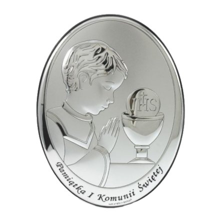 Obrazek srebrny z chłopcem Pamiątka I Komunii Świętej BC6571/2XO
