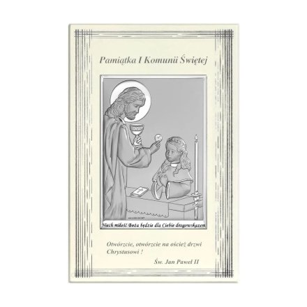 Obrazek srebrny z Jezusem i dziewczynką Pamiątka I Komunii Świętej BC6596F/2A