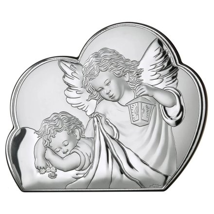 Obrazek srebrny z Aniołkiem Pamiątka Chrztu Świetego VL81257/2L