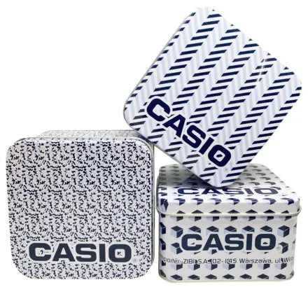 Oryginalne sześcienne pudełko do zegarka Casio puszka z logo