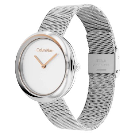 Zegarek damski Calvin Klein Twisted Bezel ze srebrną bransoletką 25200011