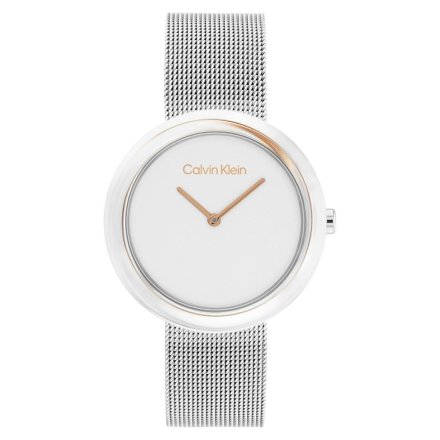 Zegarek damski Calvin Klein Twisted Bezel ze srebrną bransoletką 25200011