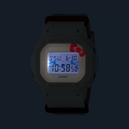 Biały zegarek Casio Baby-G Hello Kitty prostokątny BGD-565KT-7ER