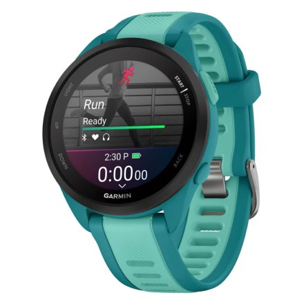 Turkusowy Garmin Forerunner 165 Music zegarek do biegania z Amoled 010-02863-32