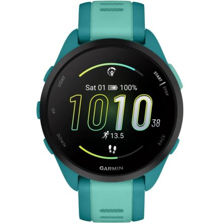 Turkusowy Garmin Forerunner 165 Music zegarek do biegania z Amoled 010-02863-32