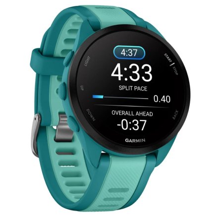 Turkusowy Garmin Forerunner 165 Music zegarek do biegania z Amoled 010-02863-32