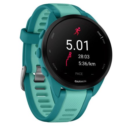 Turkusowy Garmin Forerunner 165 Music zegarek do biegania z Amoled 010-02863-32