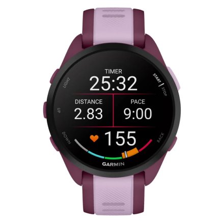 Fioletowy Garmin Forerunner 165 Music zegarek do biegania z Amoled 010-02863-33