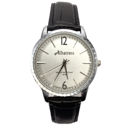 Srebrny męski zegarek z czarnym paskiem ALBATROSS ABC208-6