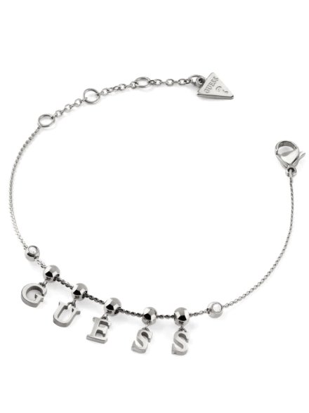 Srebrna bransoletka GUESS ARM PARTY wiszące literki JUBB04224JW (S)