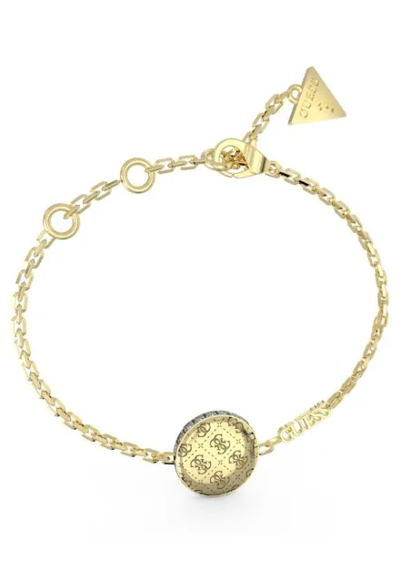 Złota bransoletka GUESS 4G RISING okrągła zawieszka z kryształami JUBB04264JW (S)