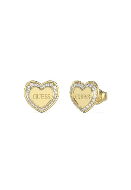 Złote kolczyki Guess serca z kryształkami AMAMI JUBE04035JW