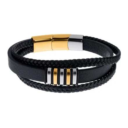 Czarna skórzana bransoletka męska Pacific LB-023-S1