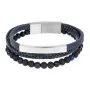 Czarno-niebieska skórzana bransoletka męska koraliki Pacific LB-032-S2
