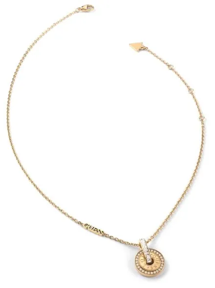 Złoty naszyjnik Guess z okrągłą zawieszką LOVE GUESS JUBN04077JW