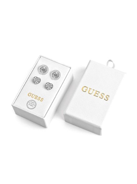 Zestaw biżuterii Guess 2x srebrne kolczyki Guess serca logo 4G JUBS01804JW