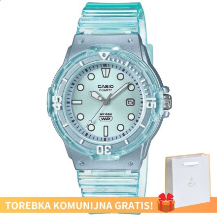 Błękitny transparentny zegarek Casio Sport LRW-200HS-2EVEF + TOREBKA KOMUNIJNA
