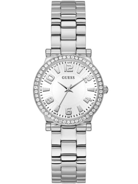 Srebrny zegarek damski Guess Fawn z bransoletką GW0686L1