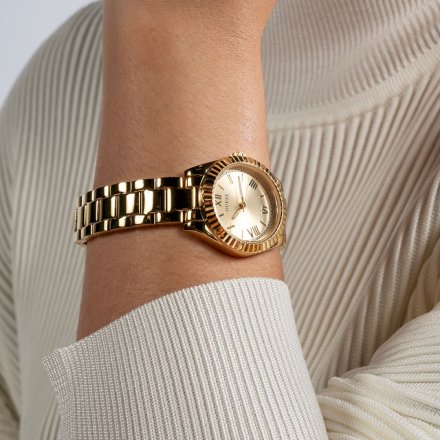 Złoty zegarek damski Guess Mini Luna z bransoletką GW0687L2