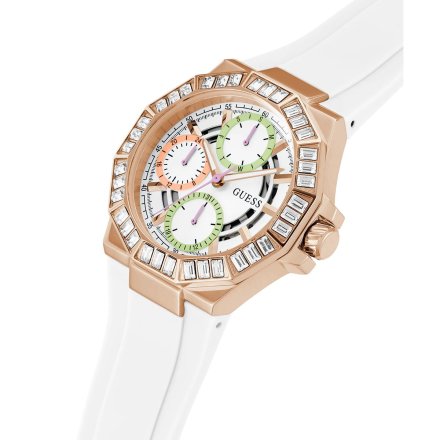 Guess Selene zegarek damski z kryształkami z białym paskiem GW0695L3