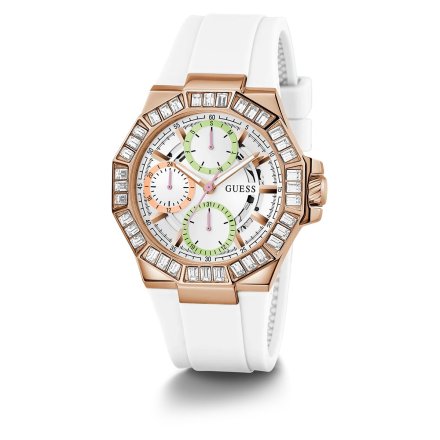 Guess Selene zegarek damski z kryształkami z białym paskiem GW0695L3