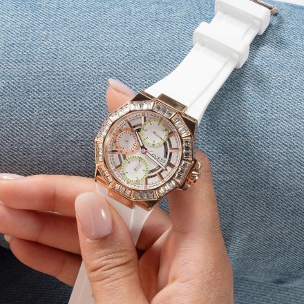 Guess Selene zegarek damski z kryształkami z białym paskiem GW0695L3