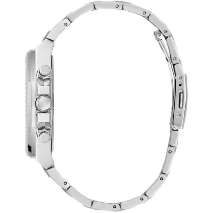 Guess Equity zegarek męski srebrny na bransolecie czarna tarcza GW0703G1