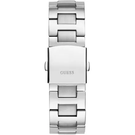 Guess Equity zegarek męski srebrny na bransolecie czarna tarcza GW0703G1
