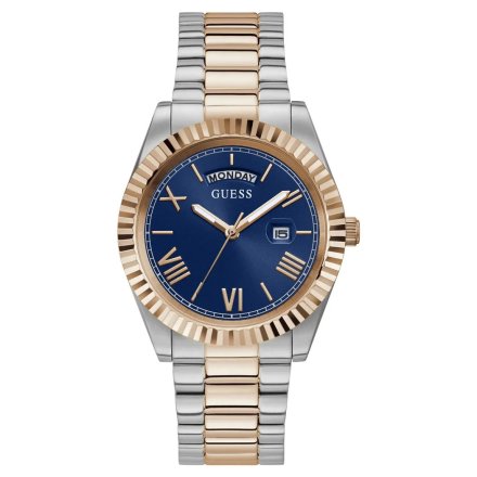 Srebrno-różowozłoty zegarek Guess Connoisseur z bransoletką GW0265G12