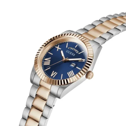 Srebrno-różowozłoty zegarek Guess Connoisseur z bransoletką GW0265G12