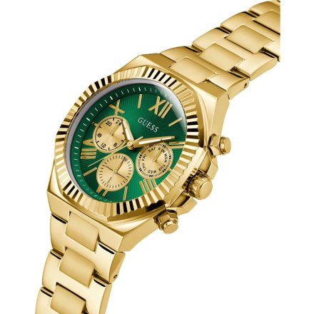 Złoty zegarek męski Guess Equity z zieloną tarczą GW0703G2