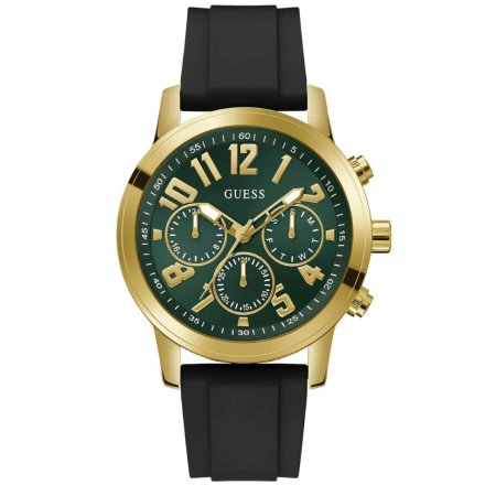Męski zegarek Guess Parker zielona tarcza czarny pasek GW0708G2