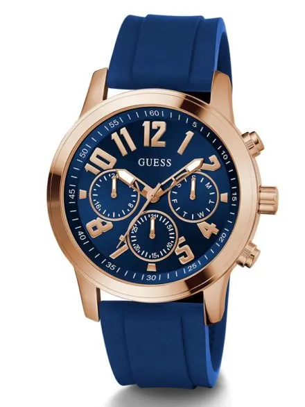 Guess Parker zegarek męski złoty na pasku granatowy GW0708G3