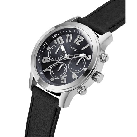 Męski zegarek Guess Parker srebrny z czarnym paskiem GW0709G1