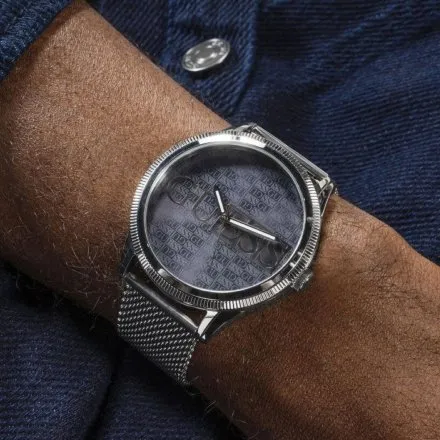 Guess Reputation srebrny zegarek męski na bransolecie mesh GW0710G1