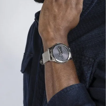 Guess Reputation srebrny zegarek męski na bransolecie mesh GW0710G1